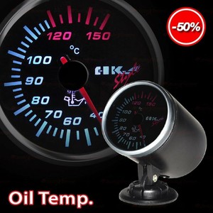 Auto Gauge Meter 68mm 2 11 16 Smoked Lens White Light Red Needle Oil Temperature Ebay
