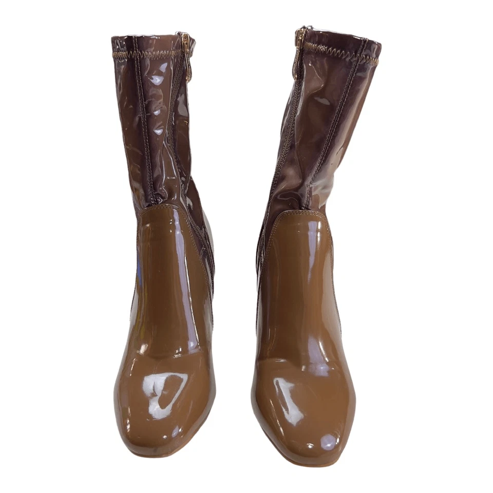 Cape Robbin женщин лакированная кожа прозрачный коренастый каблуки ботинок коричневый размер 8,5 - Изображение 2 из 4