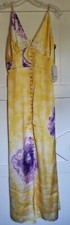Lini Noelle Tie Dye Maxi Sleeveless Dress Yellow Purple Floral Women Medium NWT