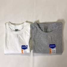 Gildan T-Shirts Youth Medium Heavy Cotton Classic Fit Bundle of White and Gray