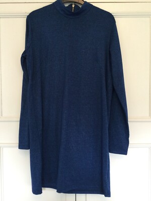 CHEAP MONDAY. TWILIGHT BLUE METALLIC STRETCHY MINI  NADIA  DRESS. SIZE MEDIUM