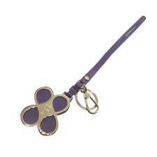 AUTHENTIC Furla Open Clover Key Ring Key Holder purple Leather/Metal