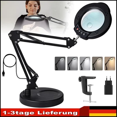 LED 10X Dioptrien Lupenleuchte Lupenlampe mit Clip Basis Lupe Licht Tischlampe - Bild 1 von 4