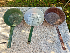 3x altes DDR Siebe Durchschlagsieb Emaille/Alu/Eisen
