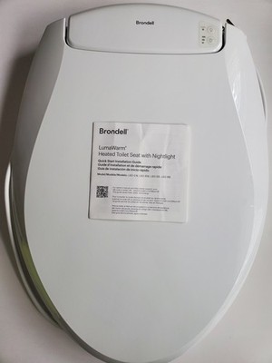Brondell L60-EW LumaWarm Heated Nightlight Elongated Toilet Seat, White