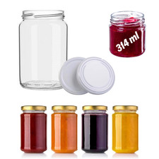 24 pz Vasetti in Vetro 314ml Barattolo per conserve marmellate con tappi inclusi