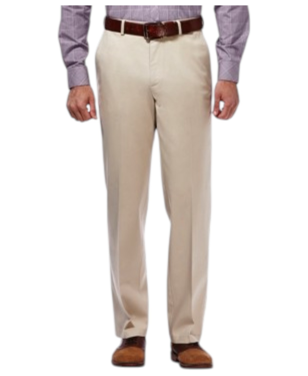 Haggar Mens Classic fit Chinos Pants 34 29 Beige Solid Stretch 6390₽