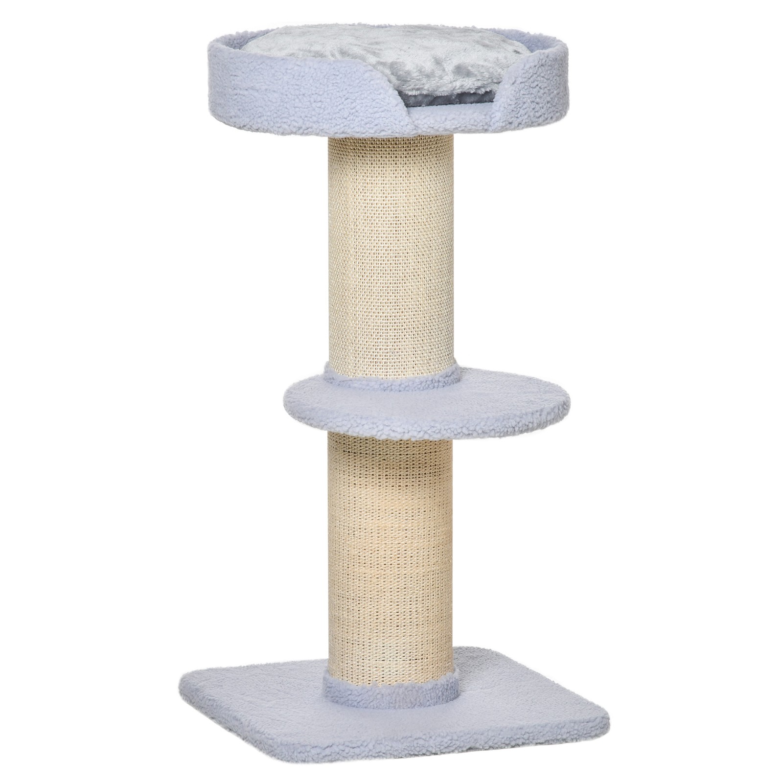 Tiragraffi per Gatti con Lettino, Rivestimento Peluche e Palo in Sisal, 45x45x91