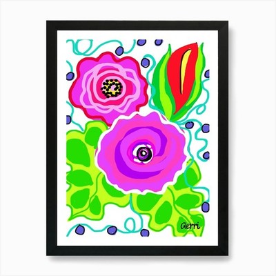 Vibrant Flowers Art Print Framed Wall Art Poster Canvas Print Picture