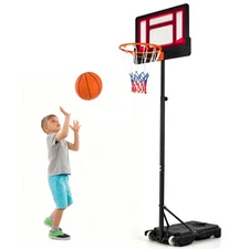 Topbuy Basketball Hoop Portable Basketball Stand with Rolling Wheels 4.3-8.2FT