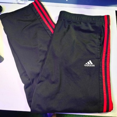 Adidas Mens Black Red Stripe Track Pants Large Athletic Training Joggers