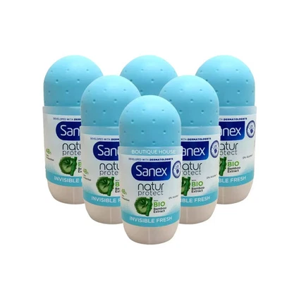 6 Sanex Natur protect Invisible Fresh Bio Bamboo Roll-On Deodorant 50ml