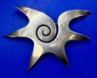 Modernist Nautilus Spiral Openwork Vintage Sterling Silver 925 Brooch Pin