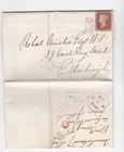 1847 QV 1d PENNY RED STAMP ON BURNTISLAND GRANGE DISTILLERY LETTER TO R AINSLIE