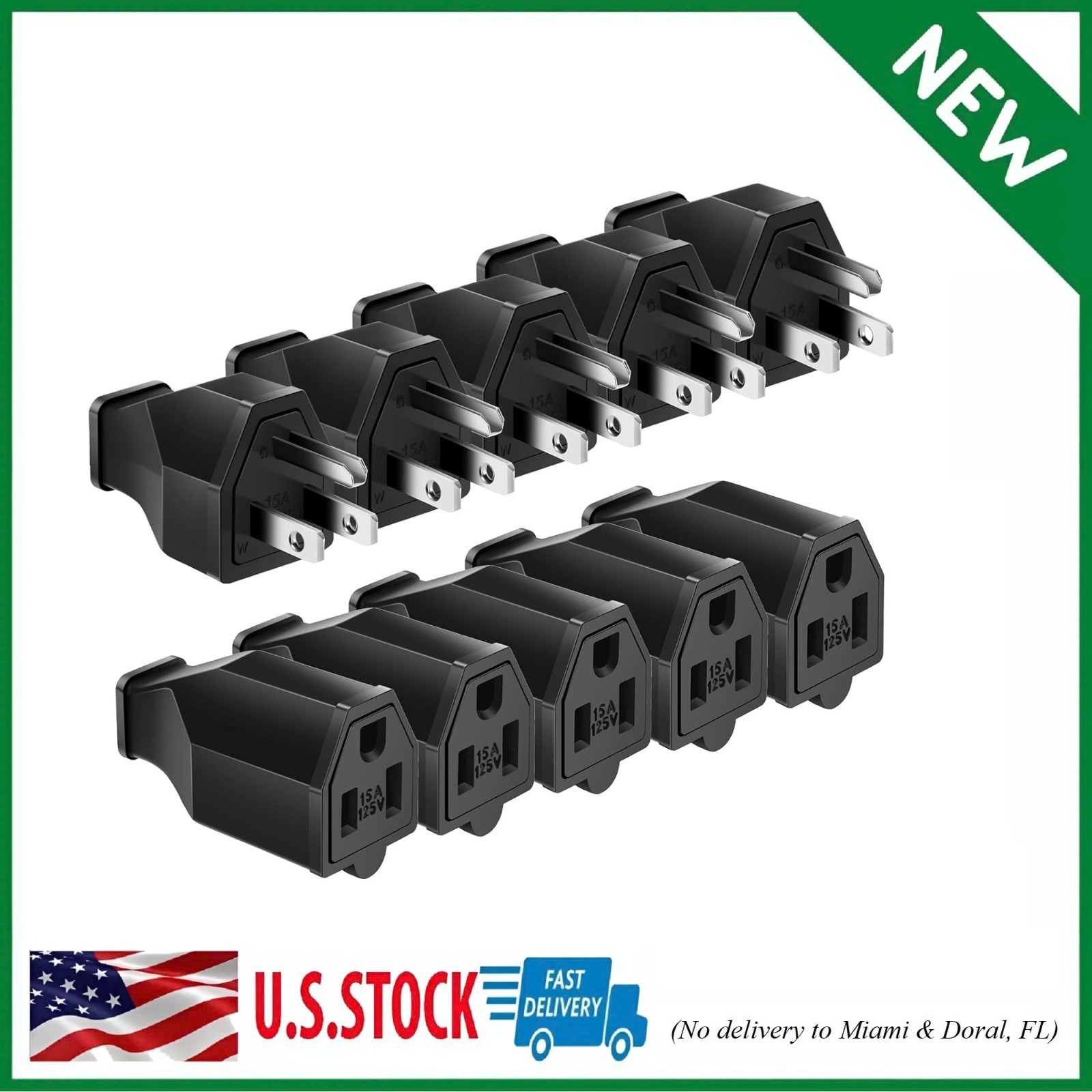 Extension Cord Repair Replacement Ends,Male and Female Electrical Plug Black-image