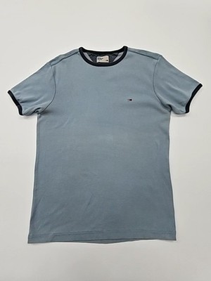Tommy Hilfiger Denim Mens T-Shirt Light Blue Logo Patch Size S Regular