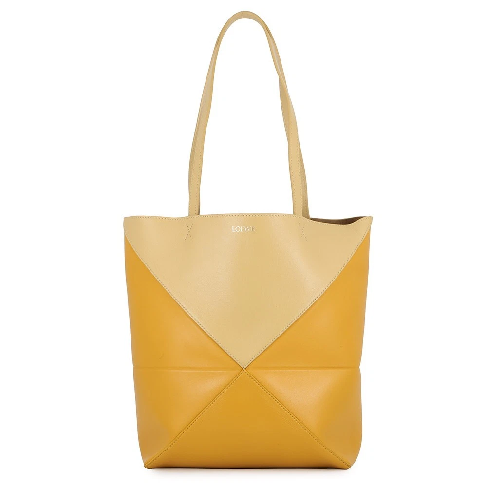 Loewe — LOEWE Puzzle Fold Tote Size Medium Calf Leather Dark Butter/Sunflower A779G50X18