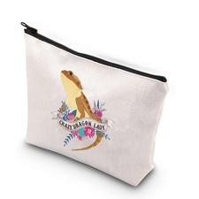 WCGXKO Bearded Dragon Lover Gift Crazy Bearded Dragon Lady Makeup Bag for Bea...