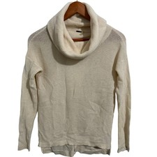 Elie Tahari Cashmere Cowl Neck Sweater Cream Color Split Back Panel Women's Sm