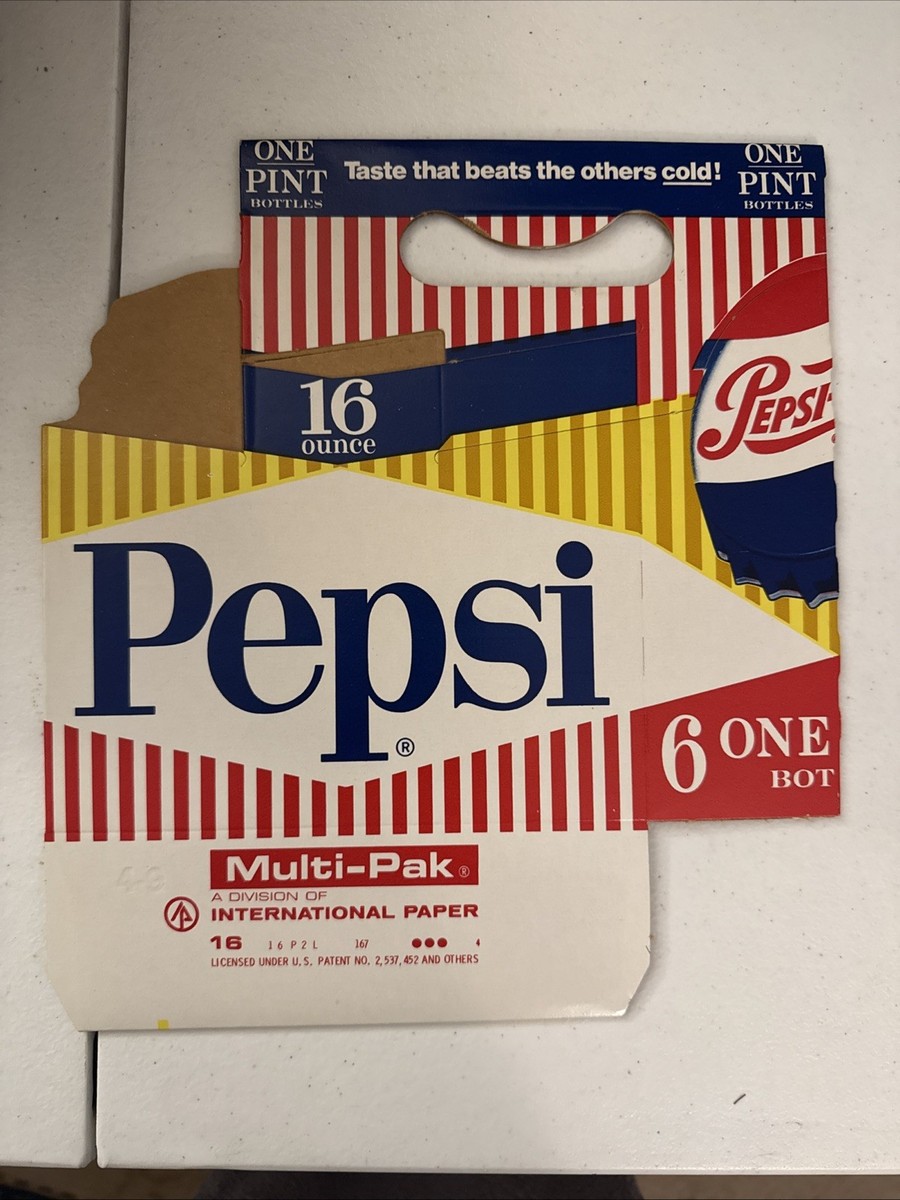 Pepsi飲料用ボックス　6P USAビンテージ品 1960s Pepsi Cardboard Carrier 6 Pack Carton Bottle 16oz Pint | eBay