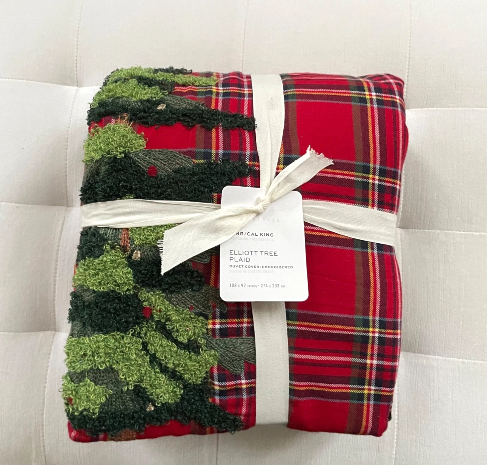 Pottery Barn Elliot Tree Embroidered Plaid Duvet - Thumbnail 2