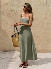 Women Casual Holiday Maxi Dress with Spaghetti Straps
