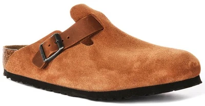 Birkenstock Boston BS Mélange Cuir Sabot Hommes Sandales en Cognac UK 5 - 12 - Photo 1/4