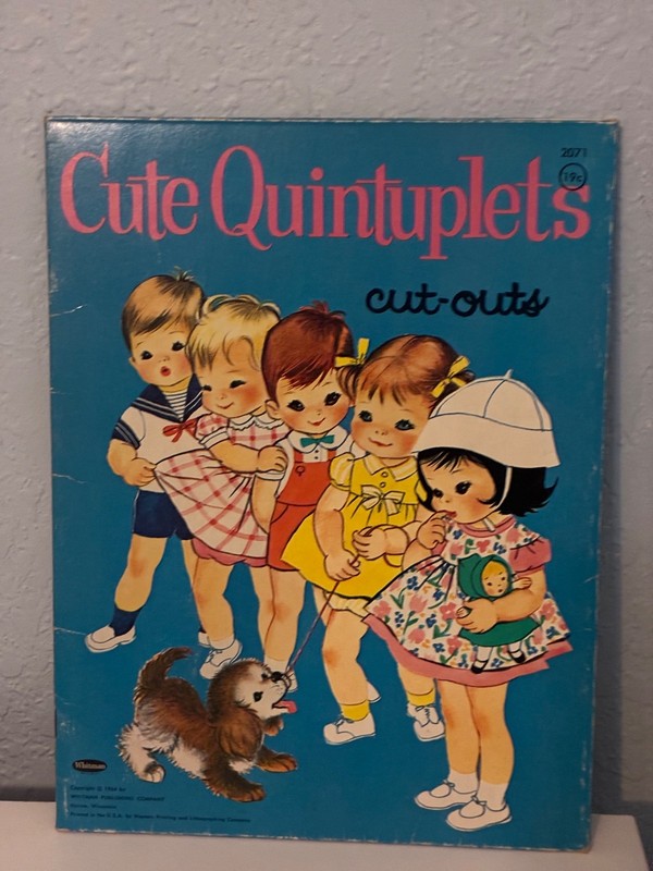 1964 CUTE QUINTUPLETS PAPER DOLLs WATKINS UNCUT ORIGINAL!!  (RARE)