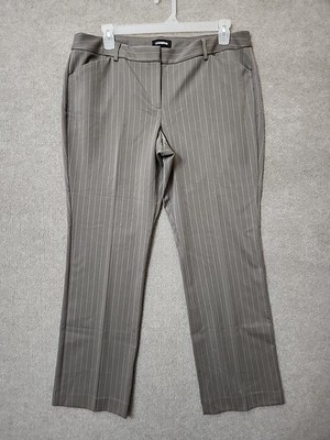 Express Editor Barely Bootcut Dress Pants Womens 16 Tan Brown Striped Low Rise