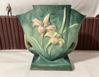 Vintage Roseville Pottery Zephyr Lily Fan Vase, Green 206-7” EXCELLENT CONDITION
