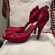 Red Herring Fushia Pink Satin High Heel Shoes Uk 5