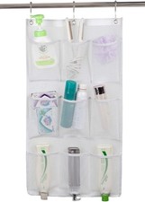 9 Pockets Big Mesh Shower Caddy Hanging Bathroom Storage White