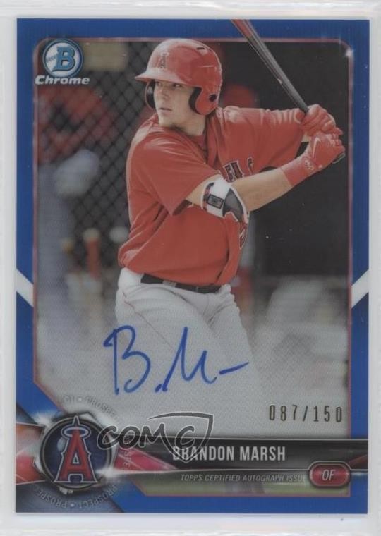 2018 Bowman Chrome Prospect Blue Refractor /150 Brandon Marsh #BCPA-BM Auto 2r7