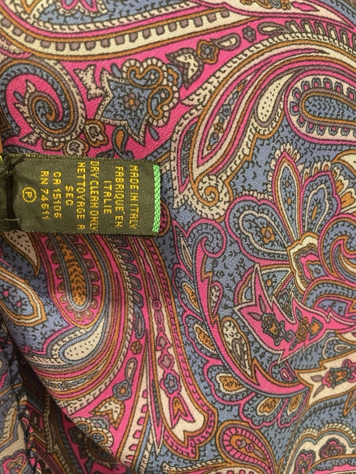 Cachecol H6#Bloomsbury para gravata feito na Itália 100% seda estampa paisley roxo - Imagem 4 de 4