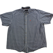 Mens Ariat Pro Series Button Up Shirt Short Sleeve Western Navy Blue Plaid 2XL