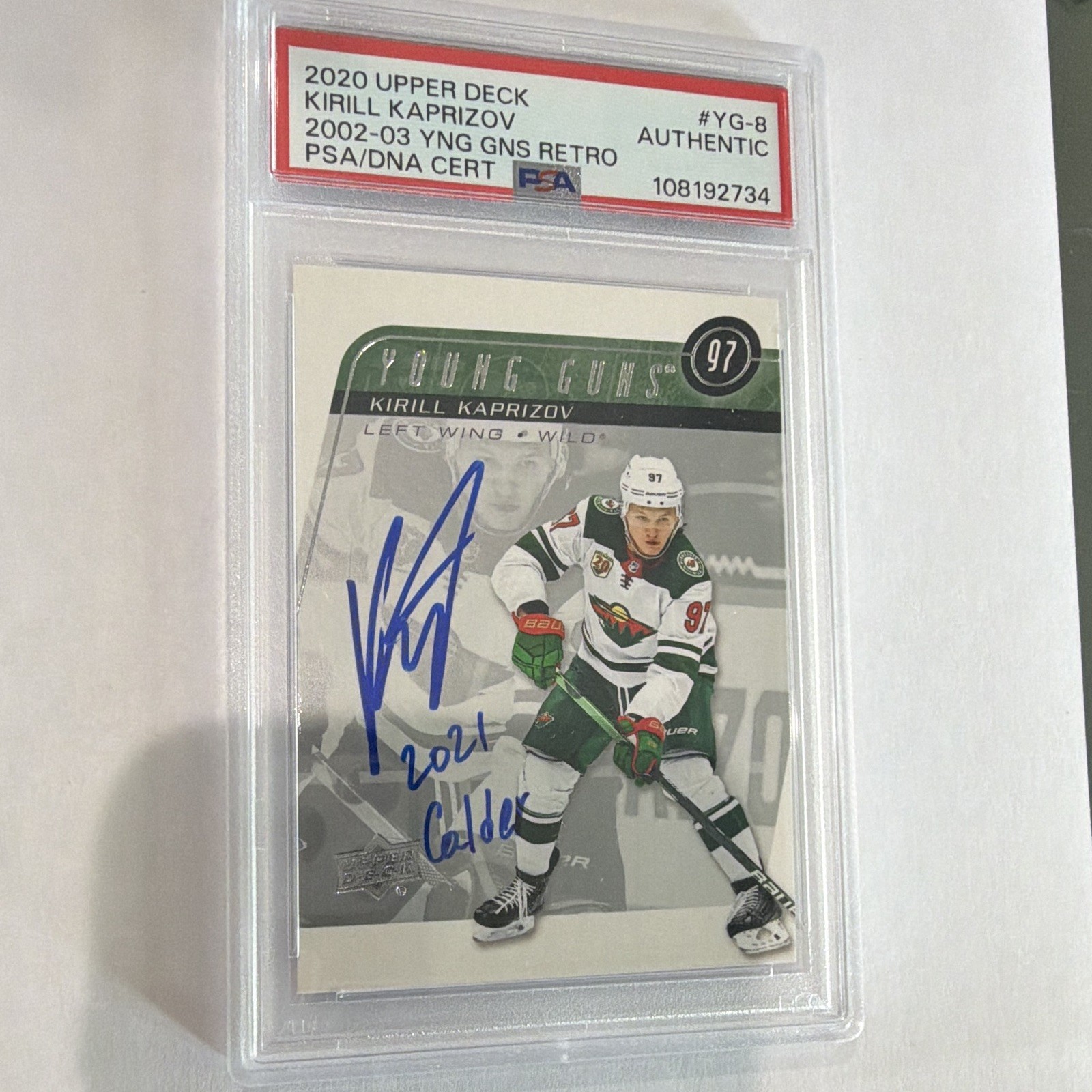 Upper Deck Young Guns Kirill Kaprizov YG-8 RC Retro Auto PSA 108192734