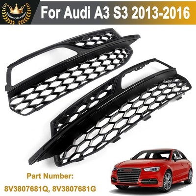 Front Bumper Fog Light Grill Cover For Audi A3 S-Line S3 2013-2016 Honeycomb L+R