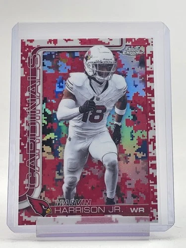 MARVIN HARRISON JR 2025 TOPPS CHROME TEAM CAMO REFRACTOR SP ROOKIE Q5300