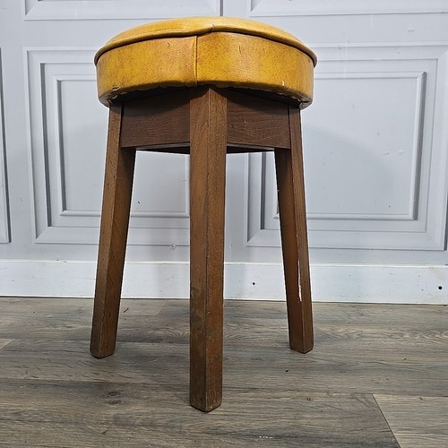 Single Retro Solid Wood Round Vinyl Upholstered Bar Stools Pub Seats - Man Cave - Picture 10 of 24