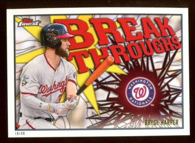 2017 TOPPS FINEST BREAKTHROUGHS BRYCE HARPER 5X7'' JUMBO ART CARD #/49 NATIONALS