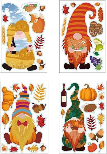9 Sheets of Super Cute Fall Gnome Window Clings, 9 Different Gnome Design Pages - Picture 3 of 16