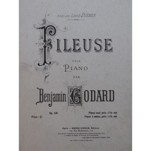 GODARD Benjamin Fileuse op 130 Piano 1905 - Imagen 1 de 4