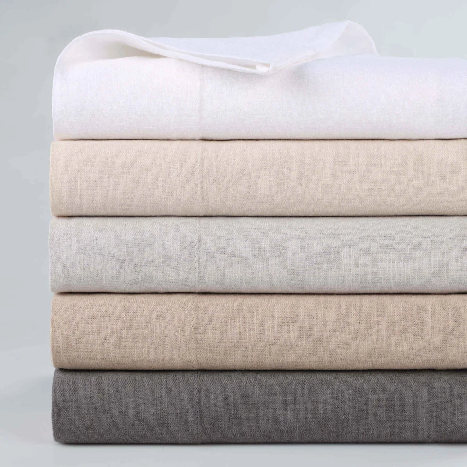 Cotton Linen Blend Deep Pocket Solid Lightweight Deep Pocketed Bed Sheet Set - Image 2 of 4