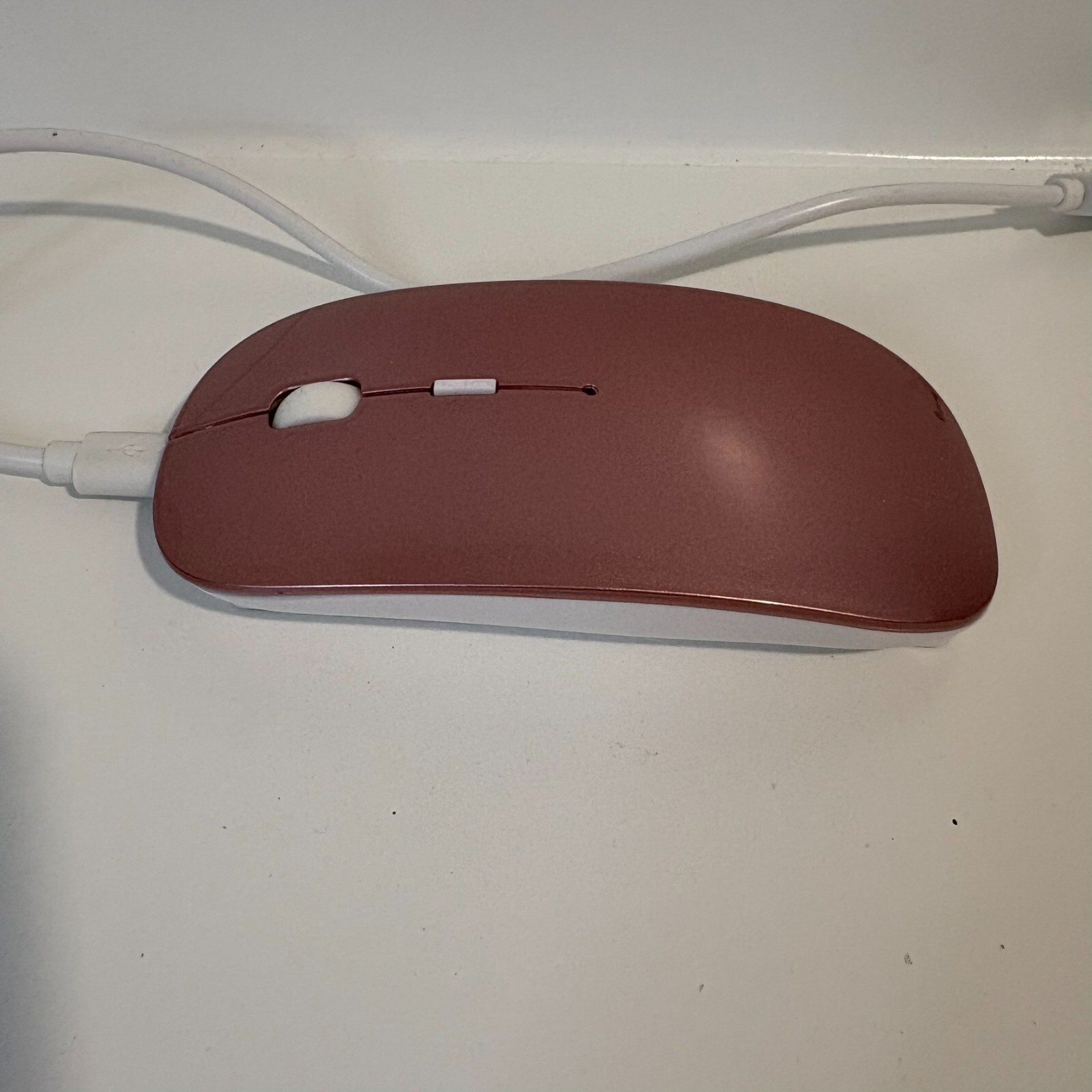 Pink Rechargeable Wireless Mouse with USB Charging Cord