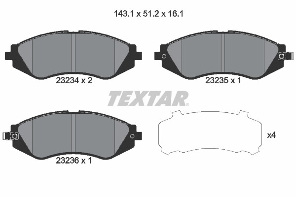 Textar 2323401 Bremsbelagsatz, Scheibenbremse FüR Buick (Sgm), Chevrolet, Daewoo-image