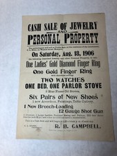 1906 Cash Sale Antique Poster PA History R B Campbell Walnut Street Newport