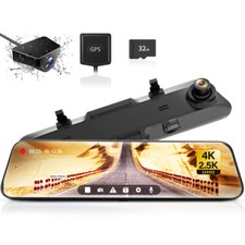 WOLFBOX 4K G900 Mirror Camera Rear View Dash Cam Front and Rear cam Free SD Card