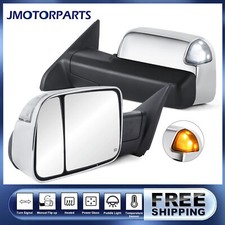 Pair Chrome Tow Mirrors For Dodge Ram 150025003500 2010-2018 Wpuddle Lights