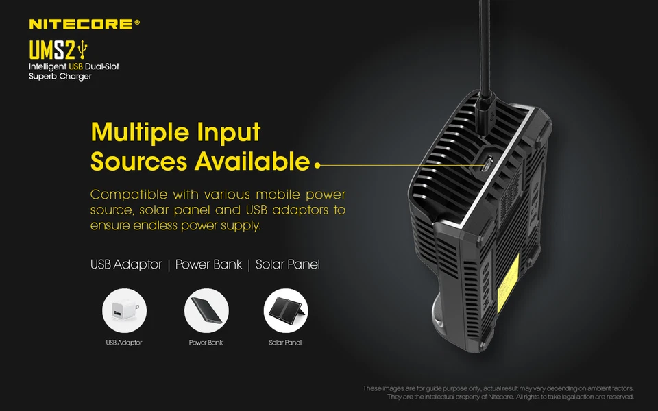 NITECORE UMS2 Intelligent USB-C Dual-Slot Superb Battery Charger - Image 2 of 4