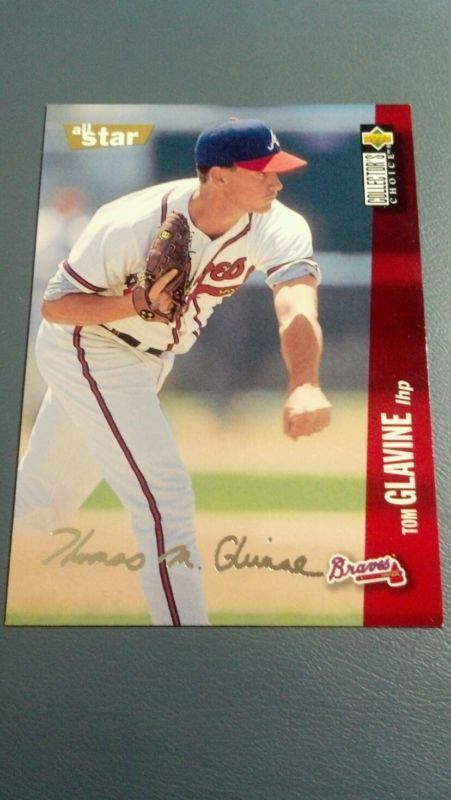 TOM GLAVINE 1996 UD COLLECTOR'S CHOICE SILVER SIGNATURE CARD # 455 A2704